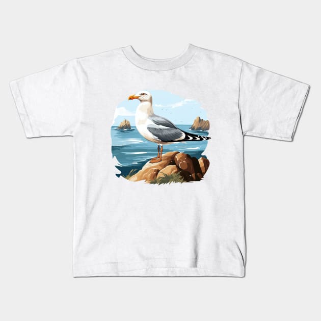 Cute Seagull Kids T-Shirt by zooleisurelife